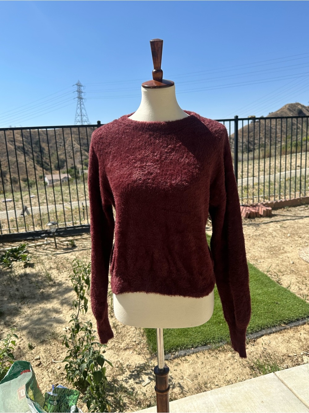 Express Burgundy Crew Neck Sweater